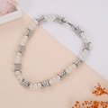 Unisex punk thorn necklace with white pearls and silver metal hardware in hip hop style - Pearl Thorns Necklace (NST-0176)