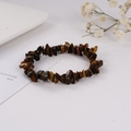 Irregular natural tiger eye stone stretch bracelet with brown and golden tones - Elastic Style / Tan (Elastic String 3)