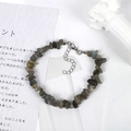 Adjustable grey labradorite gemstone chip bracelet with iridescent blue flash - Gray (Gray Lobster Clasp)