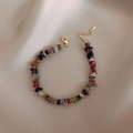 Irregular natural colorful gemstone bead bracelet with adjustable gold lobster clasp - Multicolor (Lobster Clasp Multicolor)