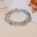 Pulsera artesanal multicapa de piedras irregulares azul claro con cierre de plata - Azul Zafiro / Collar