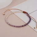 Handgefertigtes böhmisches Perlenarmband mit violettem Farbverlauf und Kordelzugverschluss - Verlauf Lila (BNS-0199-2)