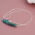 Collana artigianale con turchese intrecciato, cordino bianco e fibbia regolabile - Cordino Intrecciato Bianco (NS-0031) / Bianco