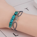 Collana retrò fatta a mano con perle turchesi e chiusura magnetica blu scuro - Cordino Intrecciato Blu Scuro (NS-0031) / Blu
