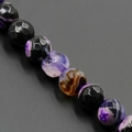 Perle di agata venata di drago sfaccettate viola e nere per gioielli fai-da-te - 6mm