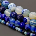 Blue faceted striped agate beads in various sizes for DIY jewelry making and crafts - 4mm / Faceted Striped Blue