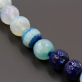 Faceted blue striped agate beads with natural stone texture for DIY jewelry making - 6mm / Faceted Striped Blue