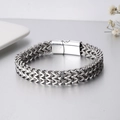 Polished silver stainless steel Franco chain bracelet with a secure mechanical box clasp - Stainless Steel Clasp (BMB-0040) / 5x10mm (18cm)