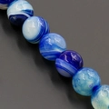Faceted blue striped agate natural stone beads with round polished finish for jewelry making - 10mm / Faceted Striped Blue