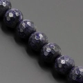 Detailed macro view of faceted dark blue goldstone beads with shimmering crystal glitter - 4mm / Dark Blue Goldstone (Dragon 4)