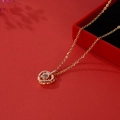 Rose gold heart projection necklace with 100 languages of love and crystal accents - Rose Gold Heart (NST-0204)