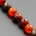 Perline di agata di fuoco con venature di drago lucidate con trama sfaccettata - Rosso Arancio Caldo (Drago 9)