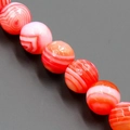 Polished natural red and white striped agate stone beads for DIY jewelry making - Orange Red Striped Agate (MS-0012-5)
