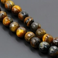 Gefacetteerde tijgeroog natuursteen kralen met gouden en bruine chatoyante textuur - 6mm / Goudbruin