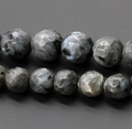 Macro detail of faceted natural labradorite gemstone beads for DIY jewelry making - Faceted Black Flash 4