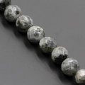 Macro detail of faceted labradorite beads showing natural blue flashes and grey tones - Faceted Black Flash 8