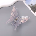 Eleganter holografischer Schmetterlings-Haarclip mit Kristallen und irisierendem Lavendel-Finish - Lila
