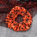 Halloween scrunchie with orange pumpkin and witch pattern on spider web background - Bright Orange Mix Elements Pattern (7#)