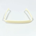 Detail view of cream-white wide square U-shaped headband made of smooth resin material - Beige