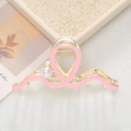 Pinza per capelli a onde in smalto rosa con perla e molla in metallo dorato per donna - Rosa