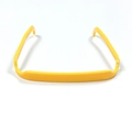 Detailed view of the bright yellow plastic headband with square edges and smooth finish - Yellow