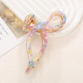 Elegante pinza per capelli a fiocco con motivo in resina colorata e telaio dorato - Multicolore