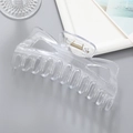 Macro shot of a large transparent acrylic shark hair claw clip with silver metal spring - Fully Transparent (2#)