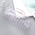 Close-up of a large transparent purple hair claw clip with a matte resin finish - Transparent Purple (3##)