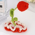 Accessorio tulipano rosso all'uncinetto fatto a mano con base decorativa per il fai da te - Tulipano Rosso