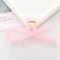 Pink translucent hollow criss-cross hair claw clip with gold spring for women - Jelly Pink