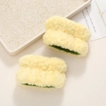Muñequeras absorbentes de felpa para lavar la cara, material de vellón coral amarillo - Amarillo