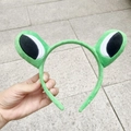 Cute green plush frog eye headband for girls, soft cartoon hair accessory for washing face - Standard Style 2