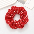 Κομψό κόκκινο tweed scrunchie με χοντρή υφαντή υφή για κομψά χτενίσματα μαλλιών - Κόκκινο