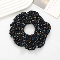 Κομψό μαύρο tweed scrunchie με πούλιες για στυλ στα μαλλιά και κομψές εμφανίσεις - Μαύρο