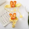 Handmade knitted yellow headband with cute carrot and bunny ear details for infants - Carrot Rabbit