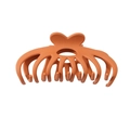 Matte orange pumpkin hair claw clip with heart-shaped handle and multi-tooth grip for thick hair - Matte Orange