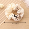 French lace polka dot scrunchie with a black bow in elegant cream white fabric - Polka Dot Stitching Scrunchie