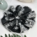 Elegante elastico per capelli in chiffon con stampa floreale a inchiostro di seta - Extra Large / Stile Nero Stampato