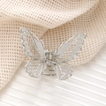 Elegant hollow butterfly hair claw clip in silver alloy with detailed textured finish - Silver