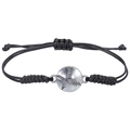 Verstelbare zwarte gevlochten armband met vintage zilveren honkbal hanger - Legering Honkbal Decor Stijl (BN-0196)