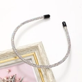 Cerchietto sottile color argento con strass scintillanti su cornice bianca vintage - Argento Colorato