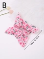 Détail d'un chouchou en mousseline fleurie rose montrant la grande boucle de 26 cm - Rose Style Chinois Floral