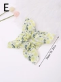 Detail of floral chiffon hair scrunchie with long ribbon bow on soft white fur background - Yellow Chinese Style Floral