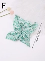 Floral print chiffon scrunchie with long ribbon streamers measuring 10.23 inches long - Green Chinese Style Floral