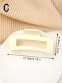 Detalle de la pinza para el cabello rectangular crema mate de 10,5 cm con medidas - Beige