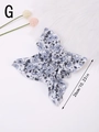 Detail of floral scrunchie showing the 26cm large bow size and delicate flower pattern - Gray Chinese Style Floral