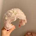 Cerchietto in tulle rosa con fiocchi di raso bianco in stile dolce Lolita ballet - Cerchietto Rosa