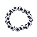 Verstelbare zwart-witte voetbal kralenarmband met sportthema en acryl kralen - Grote Voetbal Kralen Stijl (BN-0110)
