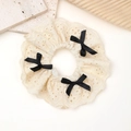 Elastico per capelli in pizzo crema con fiocchi di seta nera in stile vintage francese - Scrunchie con Fiocco