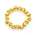 Verstelbare softbal kralenarmband met levendige gele kralen en rode stikseldetails sport - Softbal Kralen Stijl (BN-0110)